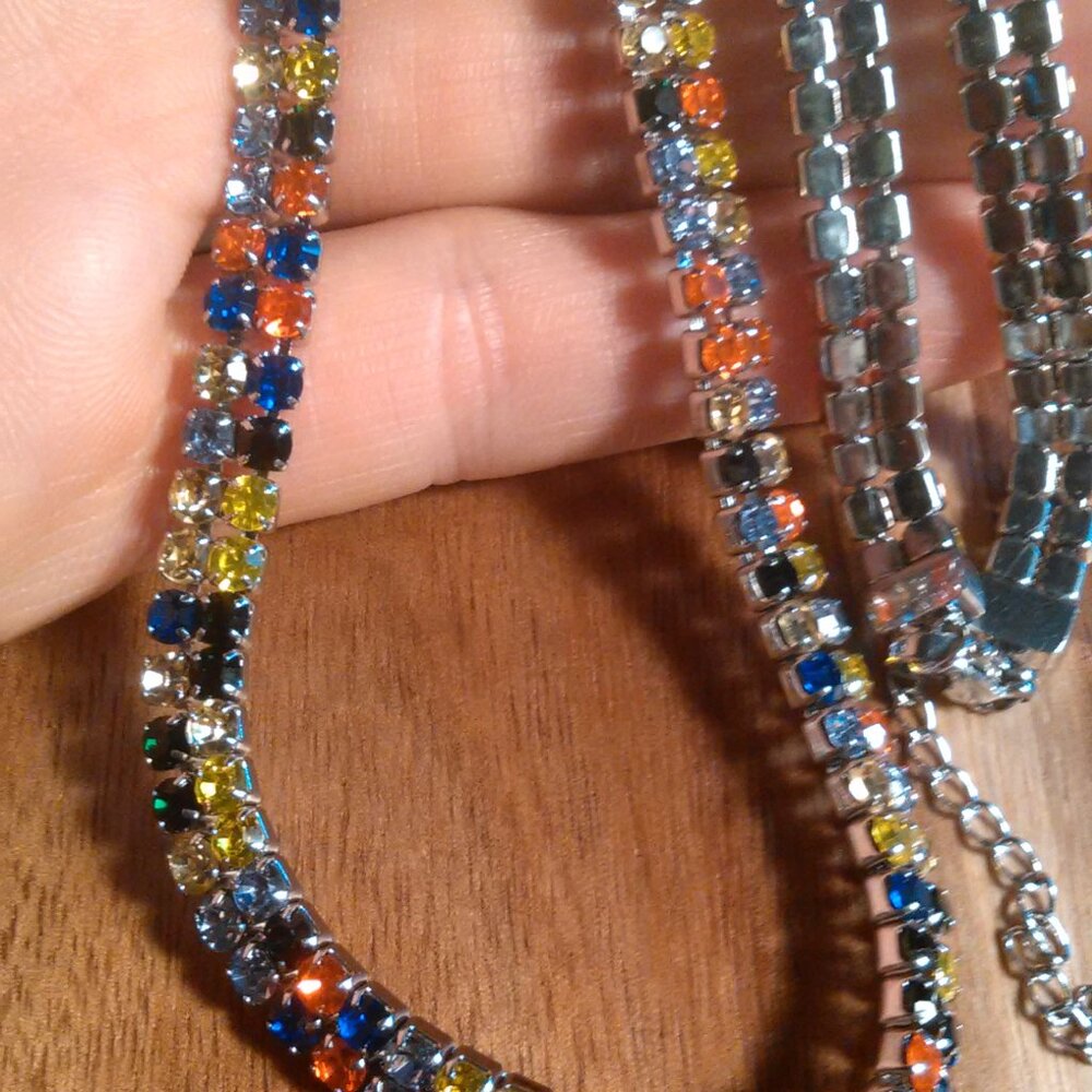 Multi-Color Austrian Crystal Stainless Steel Necklace